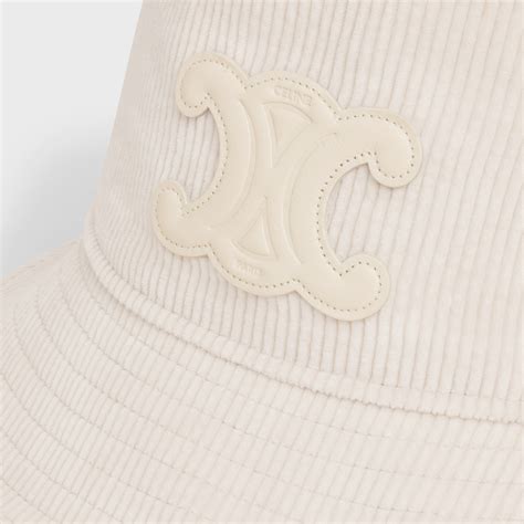 CELINE Triomphe Corduroy Cap Bucket Hat .